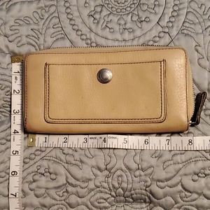 Cream Colored Tan Coach Zippered Wallet